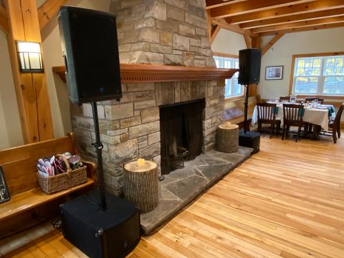 Speakers setup at Temples Sugar Bush